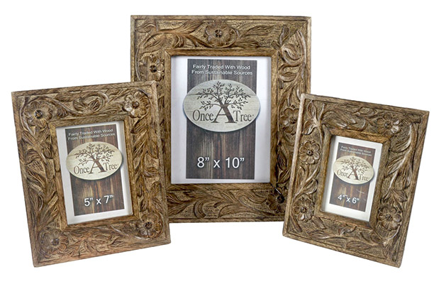 Set Of 3 Mango Wood Photograph Frames